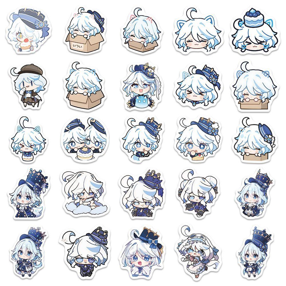 58/116Pcs Genshin Impact Stickers Kawaii Furina Cartoon Q-version Stickers Fans Gift Journaling Materials Decorative Stickers