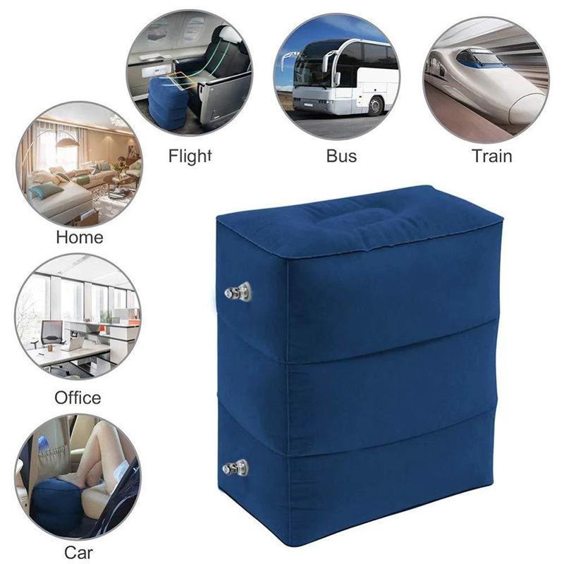 PVC Kids Flight Sleeping Footrest Pillow Resting Pillow On Airplane Car Bus Pillow 3Layers Inflatable Travel Foot Rest Foot Pad