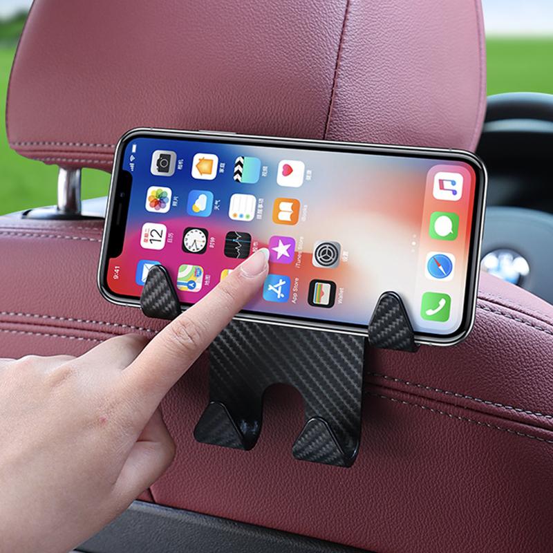 Car Back Seat Hanger 2Pcs - Seat Headrest Hooks Carbon Fiber, Mobile Phone Bag Handbag Holder, Car Seat Hooks