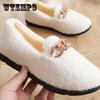 Winter Warm Cotton Slippers Ladies Indoor Thick-soled Non-slip Warm-keeping Bag-heeled Cotton Shoes Soft Bottom Hairy Confinement Peas Shoes