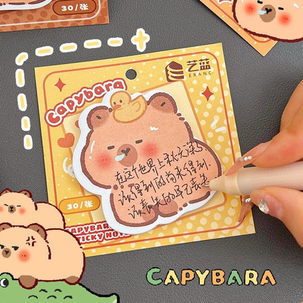 30 Sheets/Pack Ins N Times Posted Sticky Memo Pad Mini Capybara Special-shaped Sticky Note  Planner