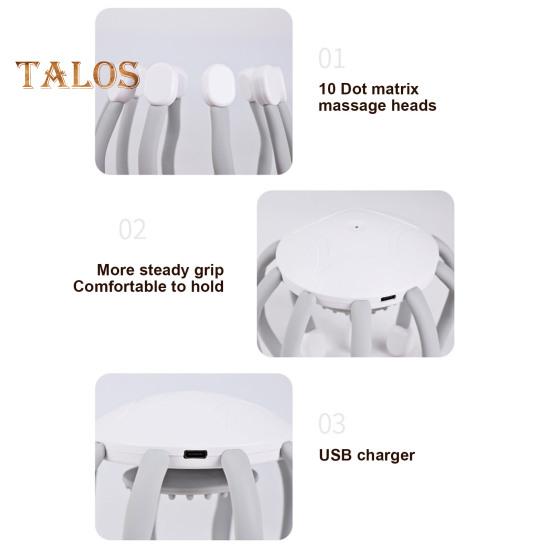 Беспроводной электрический массажер для кожи головы с 4 регулируемыми режимами, эргономичный дизайн, перезаряжаемый массажер для кожи головы с 10 зубцами