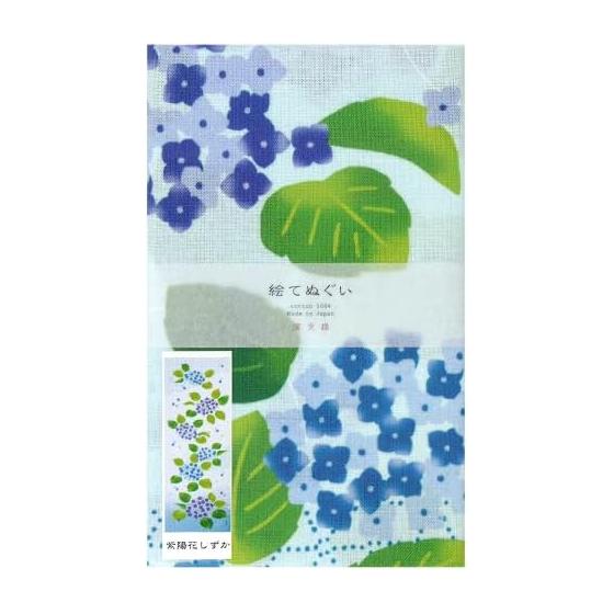 Hamamonyo Tenugui Towel: "Ajisai Shizuka" (Hydrangea Quietly)