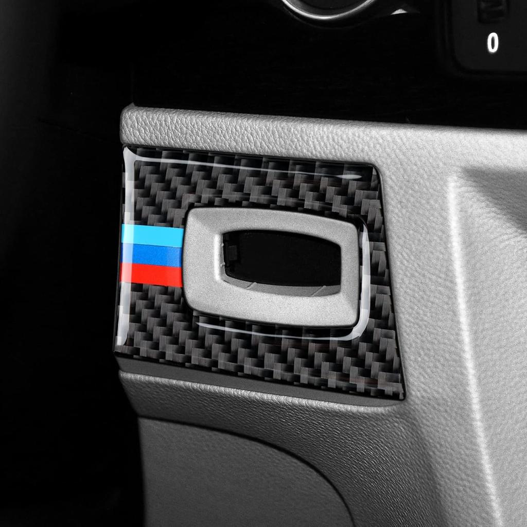 Car Key Engine Start Stop Push Start Button Frame Trim Cover Carbon Fiber Sticker Decal fits for BMW E90 E92 E93 2006 2007 2008 2009 2010 2011 2012