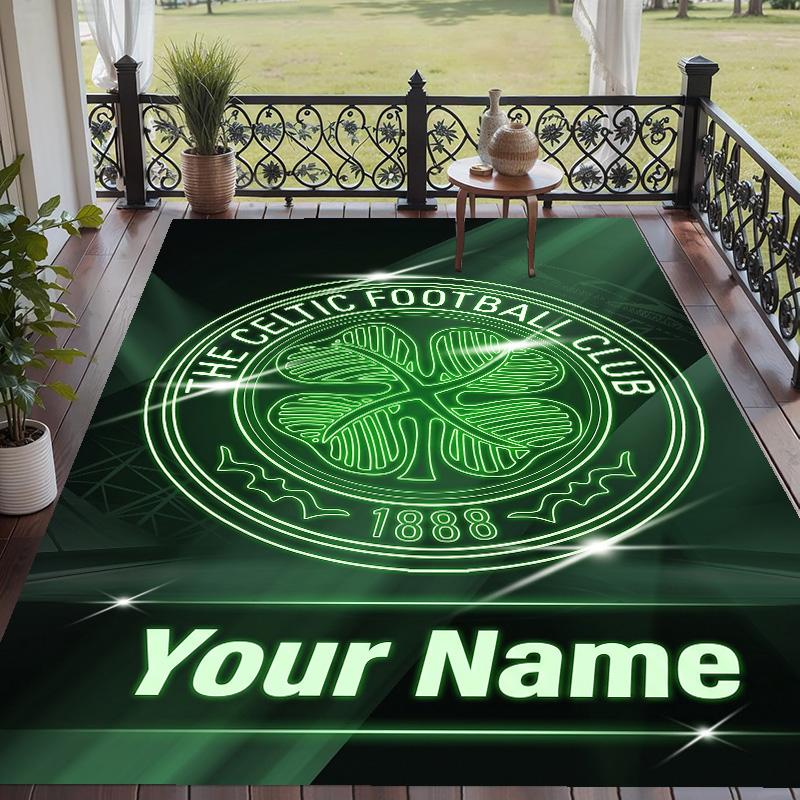 Custom Text Printed Rug Celtic FC Non Slip Floor Carpet For Home Room Decor
