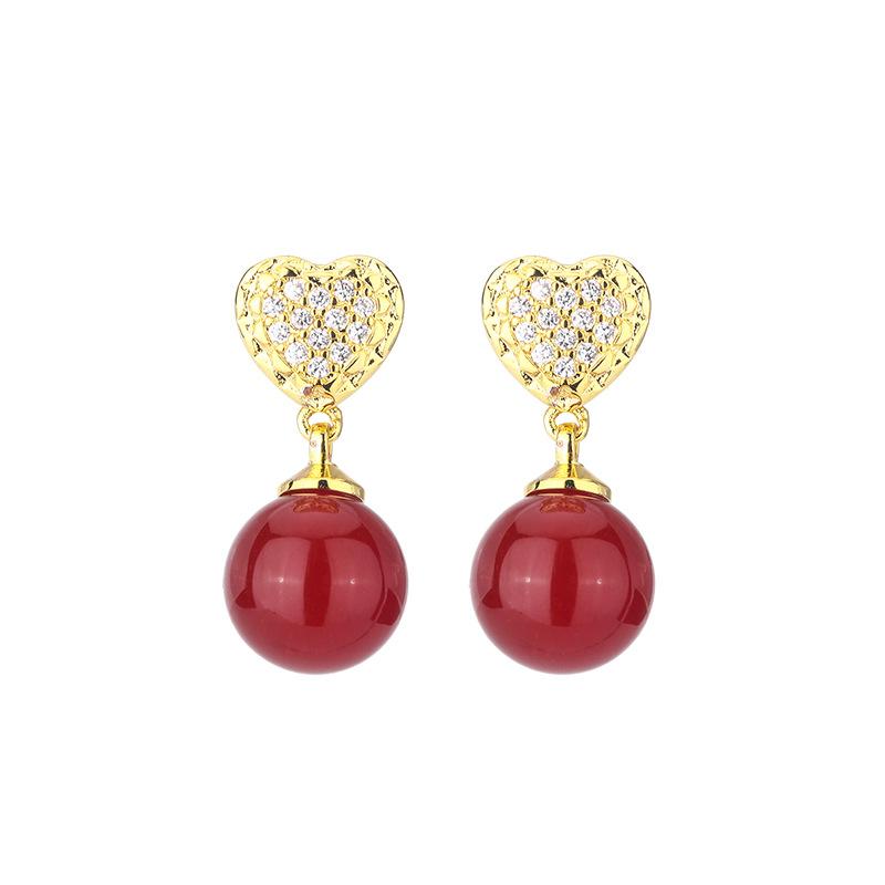 Осенне-зимние новые простые ретро-серьги-гвоздики S925 серебряные иглы зеленые халцедоновые бусины легкие роскошные высококачественные серьги женские