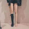 Women's Long Boots Middle Heel Ladies Knee High Shaft Shoes Black Round Toe Sale Pu Footwear Comfortable and Elegant On Offer 39