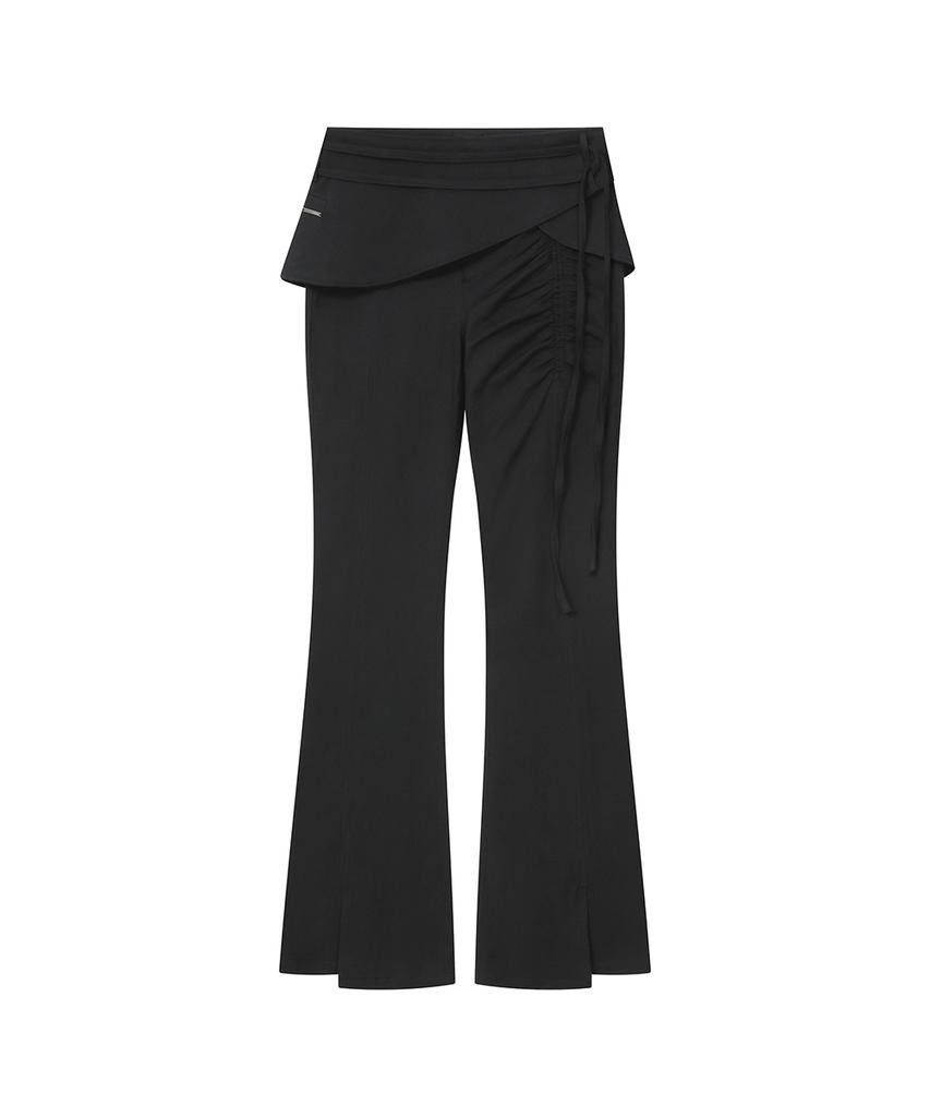 MISEKI SEOUL Side Shirring String Mini Skirt Pants Set Black