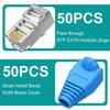 Разъемы RJ45 с защитными колпачками Cat6 Cat5e Ethernet Кабели Модульный штекер Позолоченный для одножильного и многожильного UTP кабеля