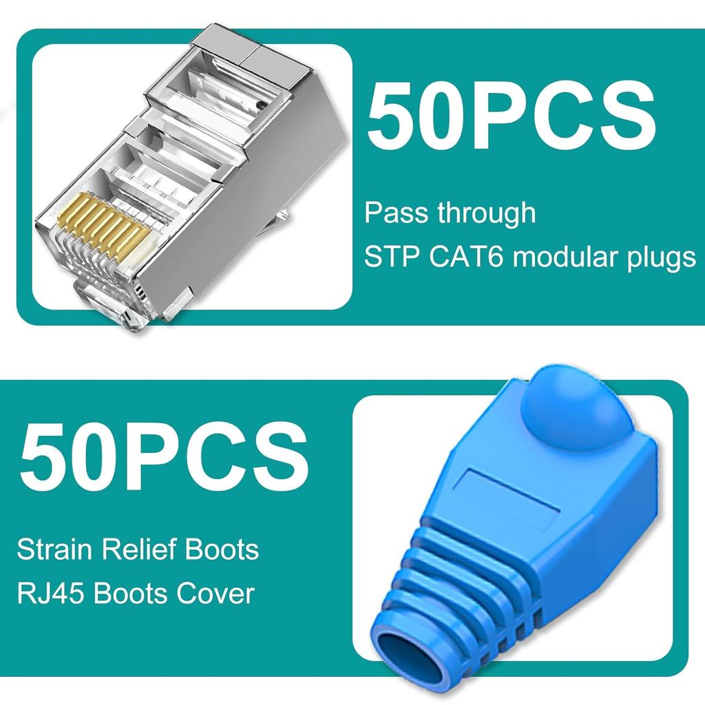 Разъемы RJ45 с защитными колпачками Cat6 Cat5e Ethernet Кабели Модульный штекер Позолоченный для одножильного и многожильного UTP кабеля