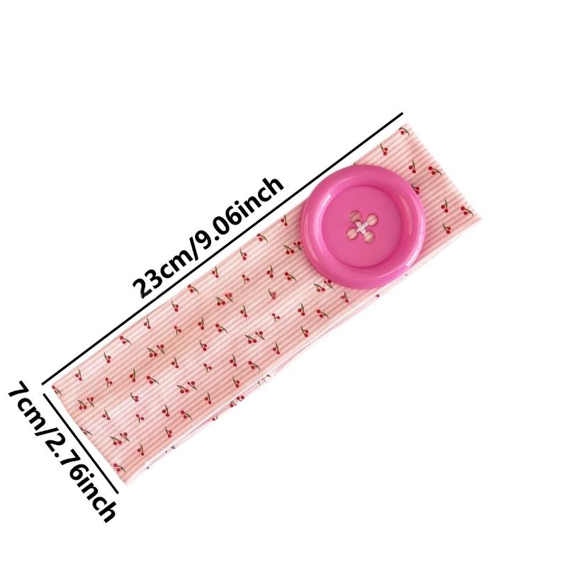 Retro Ins Style Cute Print Button Headband Fashion Women Y2K Sweet Cool Hair Accessories Cute Sweet Dating Hair Band
