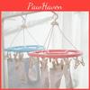 Simplistic Round Hanging Drying Rack With 16 Clips For Socks Laundry Plastic
