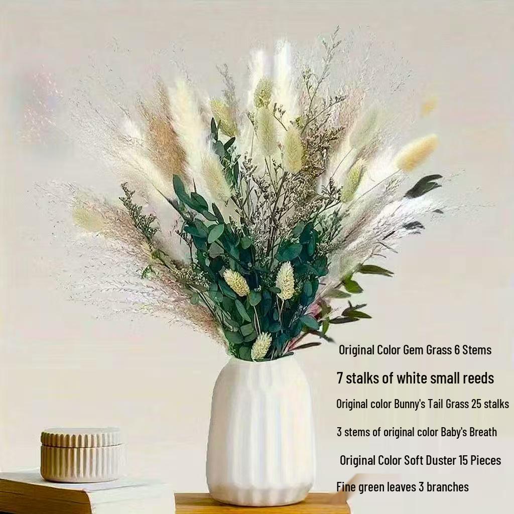 Preserved Rabbit Tail Grass Bouquet - DIY Dried Flower Decoration with Pampas Grass