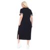 Women's Plus Size Short Sleeve Black V-neck Viscose Dress