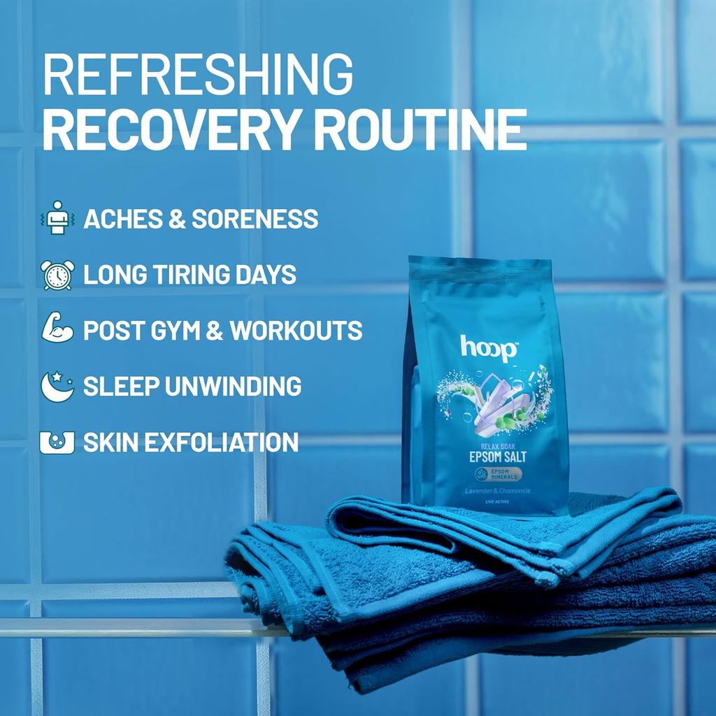 Hoop Epsom Salt Lavender & Chamomile 400 G Pack for Foot Soak Muscle Relaxation and Skin Care