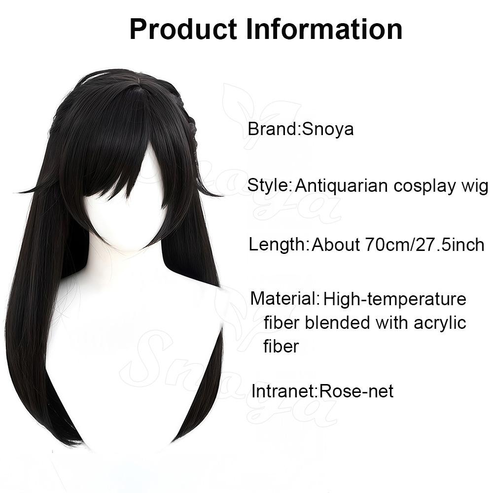Snoya Identity V Antiquarian Qi Shiyi OPH.QI Cosplay Wig Black Long Straight Heat Resistant Synthetic Hair for Game Anime Cos