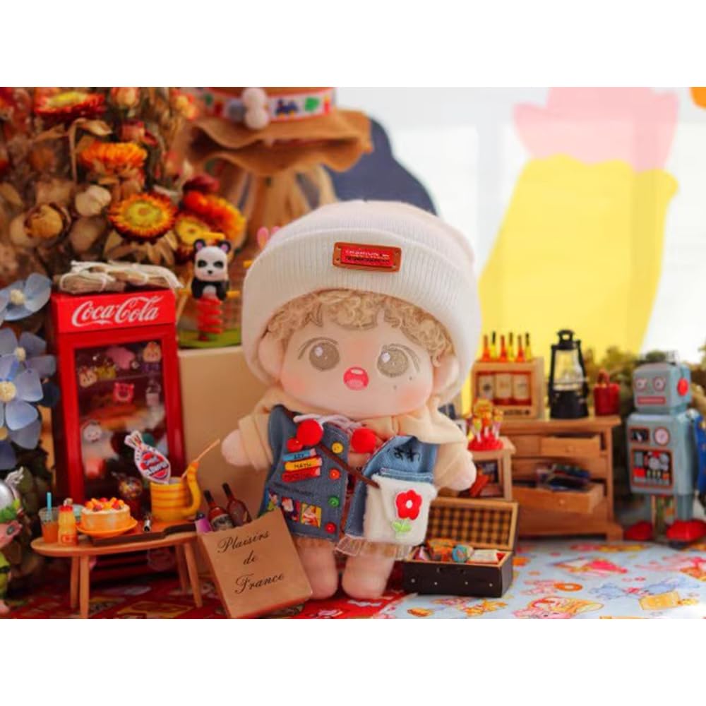 niannyyhouse 10cm Plush Toy with Stretch Cotton Doll Accessories Clothes, Hat, Hoodie, Shorts, Vest, Backpack, Shoes, (10cm)