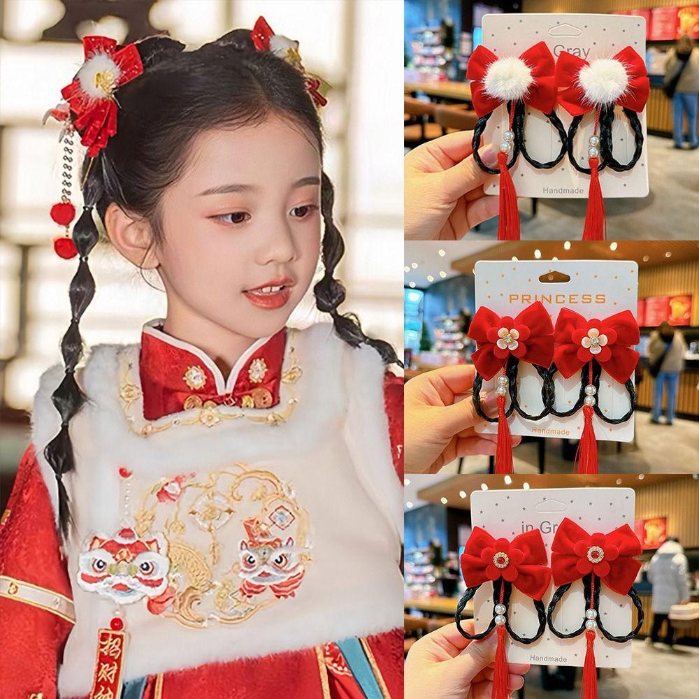 Банты с кисточками Новогодний бант Заколки для волос В древнем стиле Головные уборы для девочек для ханьфу Аксессуары для волос