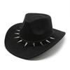 Suede Rivet Western Cowboy Top Hat Wool Felt Hat Men'S And Women'S Jazz Hat British Felt Hat