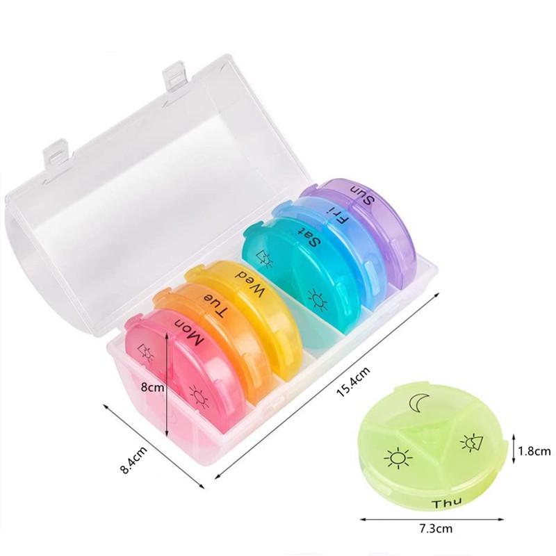21-Compartment Rainbow Weekly Pill Organizer for Elderly – Travel-Friendly and Health-Focused.