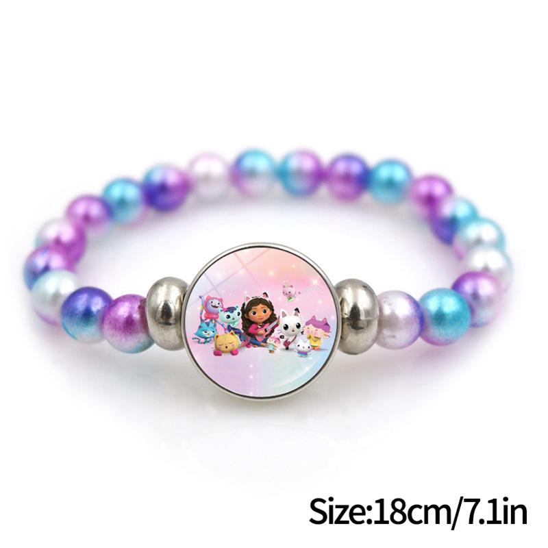 1/2Pcs Cute Gabby Dollhouse Beaded Bracelet Heart Shape Necklace Anime Figure Bracelets Choker Birthday Fans Gift Party Favor