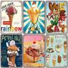 Summer Dessert Poster Vintage Metal Sign Ice Cream Cone Charlotte Metal Tin Plate Wall Decor for Cafe Shop Kitchen Living Room