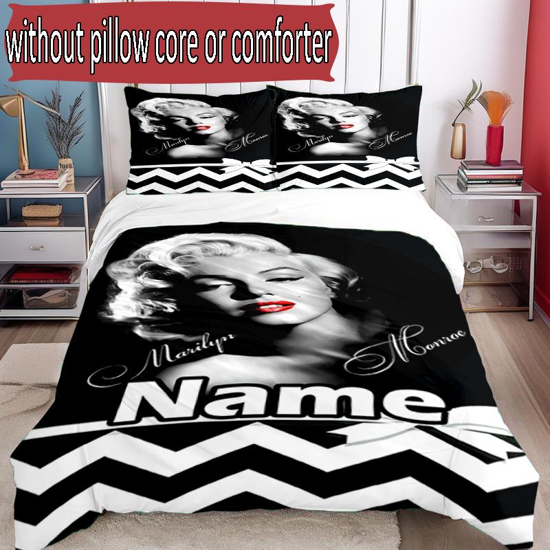 3pcs Duvet Cover Set (1*Duvet Cover + 2*Pillowcase, Without Core), Custom Name Singer Pattern Bedding Set, Home Bedroom Decor Gift