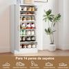 Shoe Cabinet, 2 Doors, 6 Adjustable Shelves, for 14 Pairs, 55x35x108cm, White