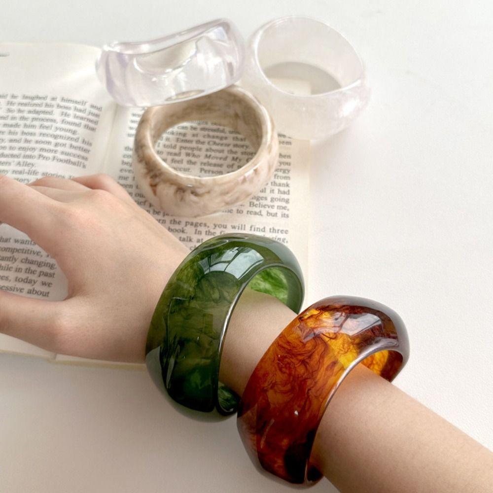 Irregular Resin Bangles Bohemian Retro Hand Ring Creative Chunky Bracelets  Girls