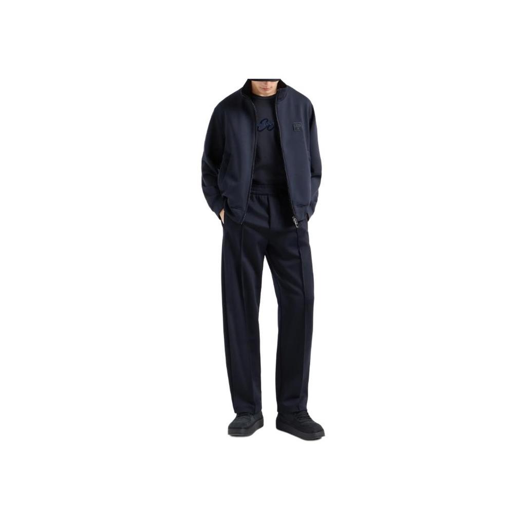 Emporio Armani Мужская футболка с вышитым логотипом FW24, круглый вырез, короткий рукав, темно-синий 6D1TQ8-1JOCZ-0920