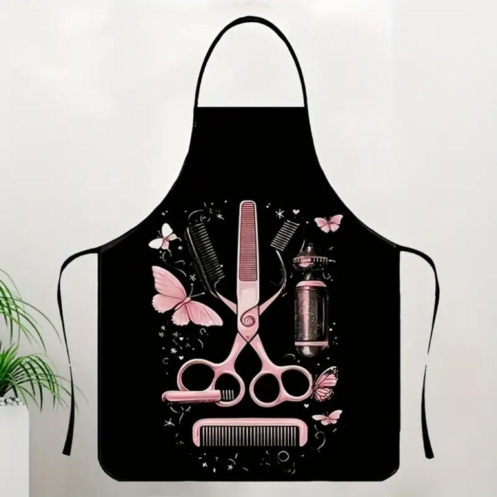 Hair Styling Pattern Pink Hairdresser Apron Waterproof Adjustable Dinner Cooking Apron Baking Aprons