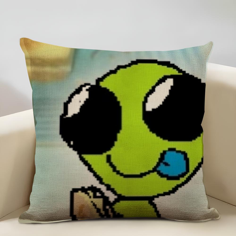 Little aliens flug Cushion Cover Household Decoration Linen Sofa Cushion Cover: Skin-Friendly & Breathable with Invisible Zipper