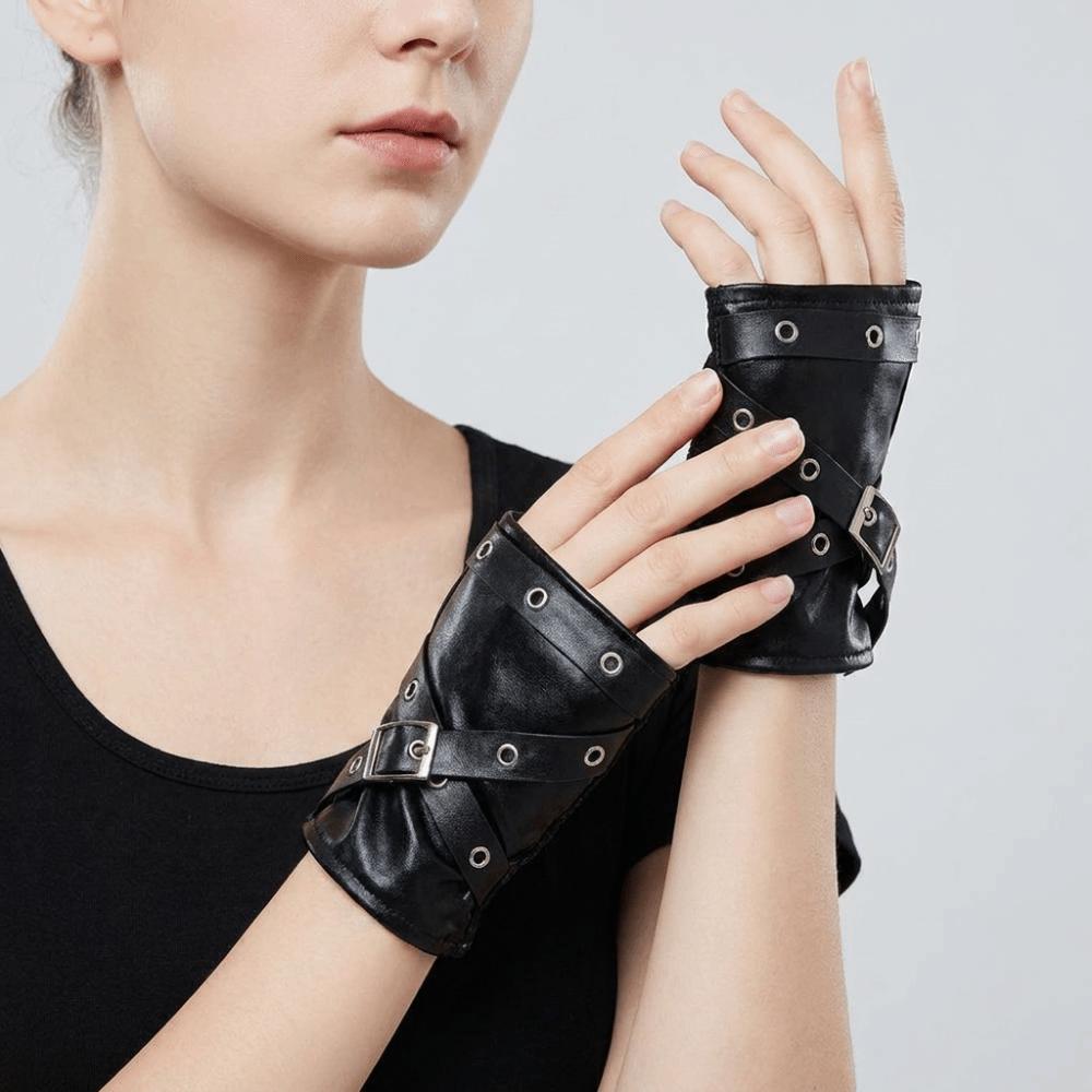Rivet Punk Wristband Y2K Fingerless Mittens Fashion Arm Cover Women