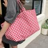 Original Simple Niche Large-capacity Canvas Bag Women's Summer 2025 New Versatile Plaid Handbag Student Tutoring Bag