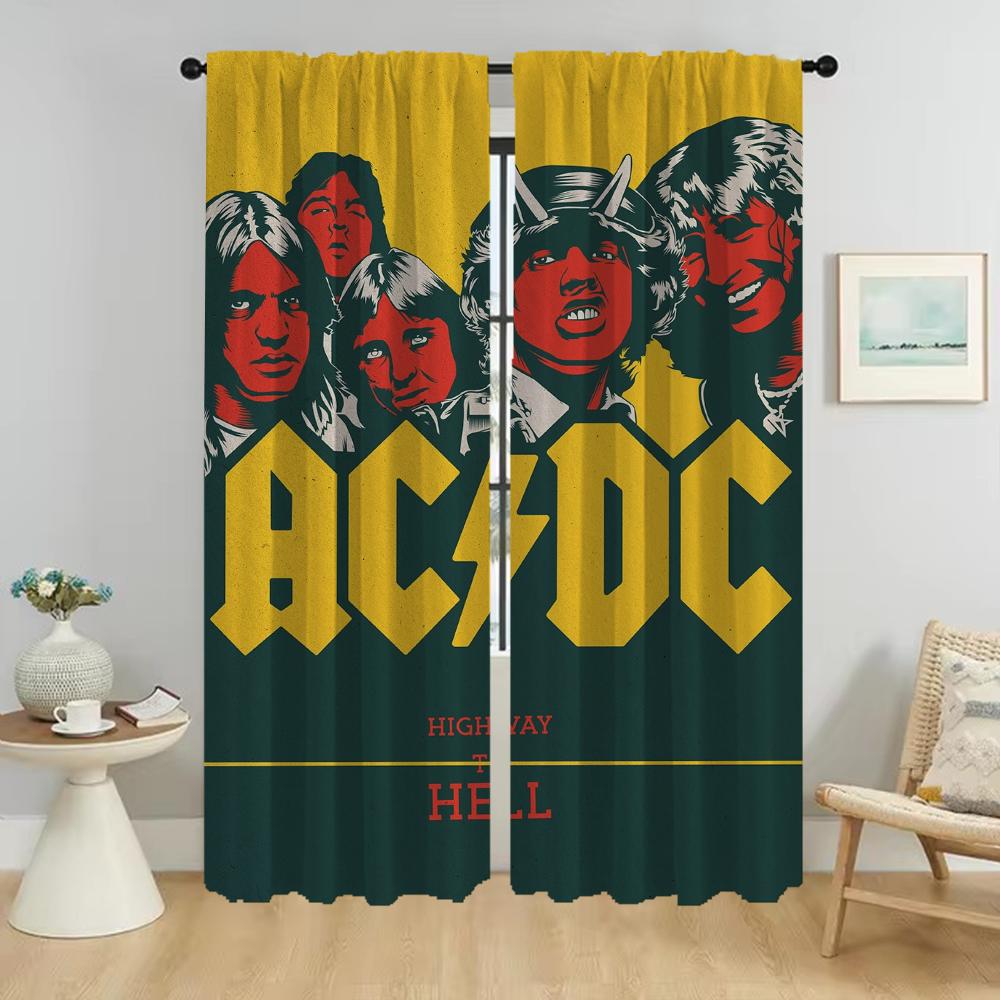 Элегантные Шторы для Комнаты Rock Acdc Перегородка-Камера Домашний Интерьер Занавеска для Гостиной Тюль Спальня Детский Комплект из 2 Штук Полиэстер Декор