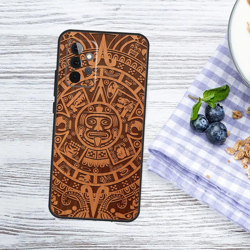 Mayan Calendar Wood Pattern Case For Samsung Galaxy A54 A34 A14 A56 A36 A16 A06 A13 A53 A12 A22 A32 A52 A35 A17 A15 A55