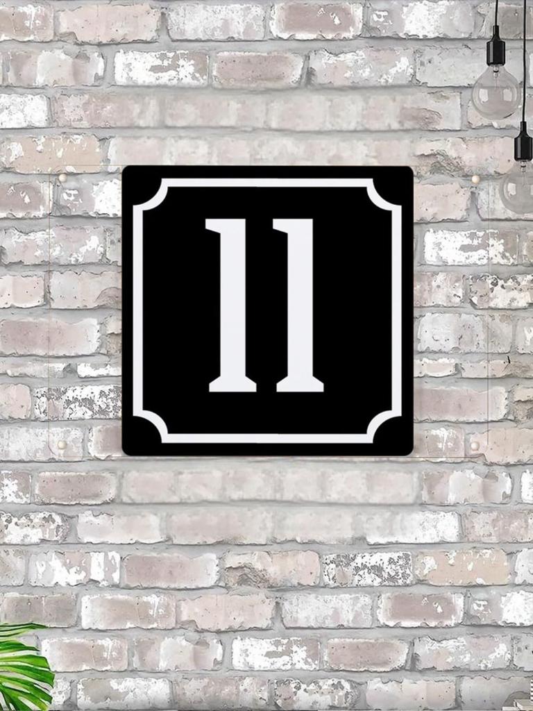 House Number X Classic Black Metal Sign 20x20cm, Modern Door Wall Decor