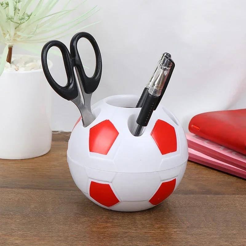 Student Pen Holder Creative Round Football Shaped Multifunctional Plastic Storage Box Football Shape Desktop Decoration