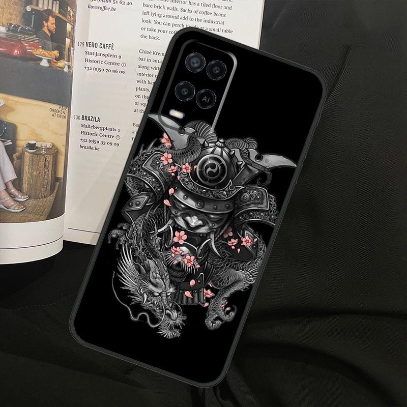 Чехол для телефона Oppo A38 A18 A58 A78 A98 A79 A40 A60 A80 A16 A76 A96 A15 A74 A94 A54 A77 A17 с маской самурая Они
