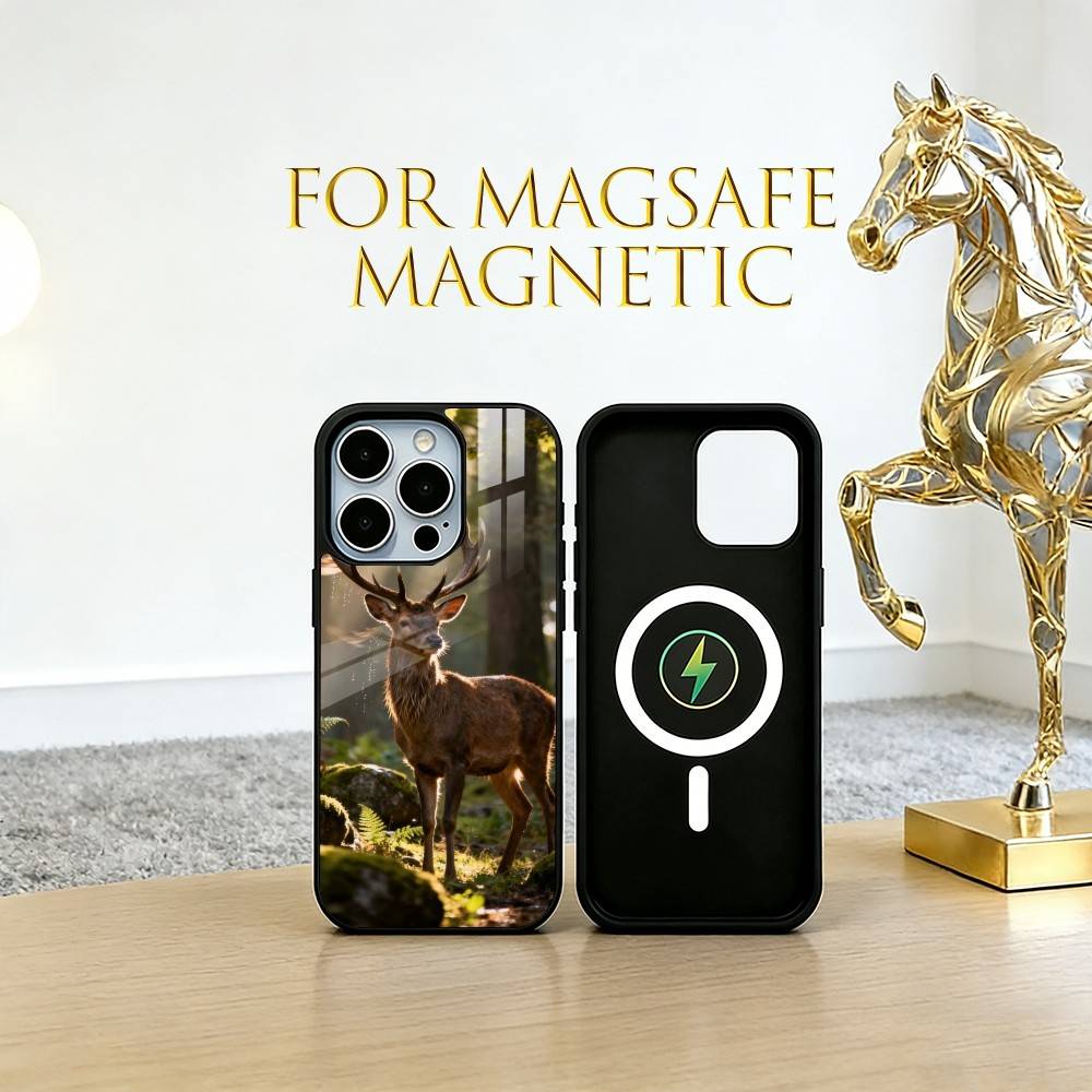 Deer Phone Case For iPhone17,16,15,14,13,12,11 Plus,Pro Magnetic For Magsafe Wireless Charging
