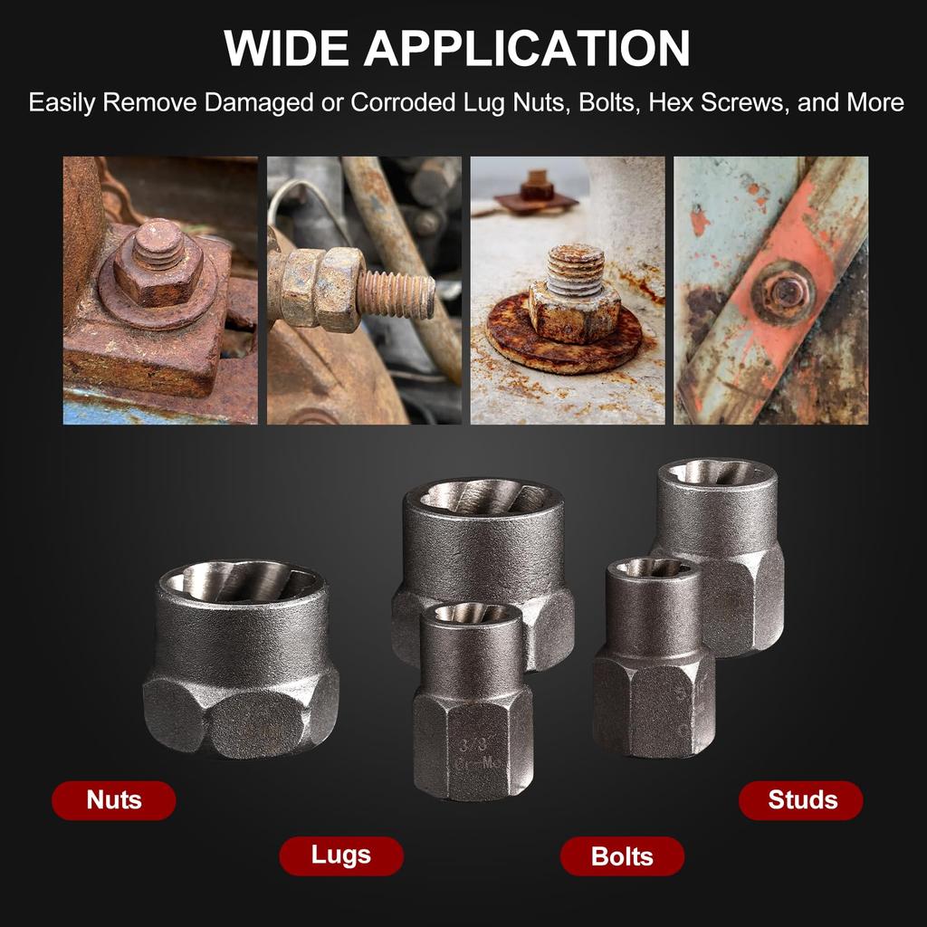 14 шт., набор для снятия ударных болтов и гаек, набор инструментов для извлечения болтов из хромомолибденовой стали с твердым футляром для хранения для промышленной прямой доставки