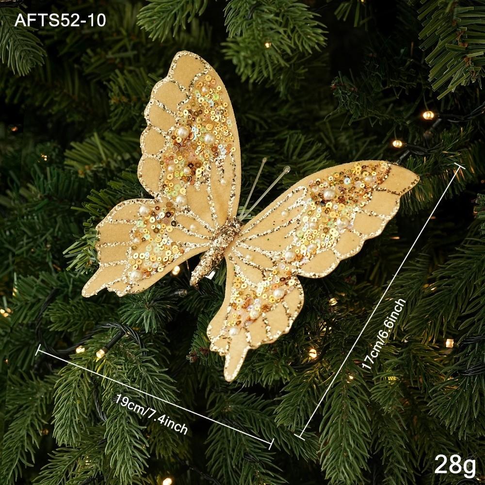 Fabric Butterfly Ornament Sequin Bead Party Decor New Xmas Hanger Xmas Tree