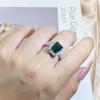 Серебряный цвет зеленый кубический цирконий кольца женские простые и элегантные свадебные юбилей вечеринка женские кольца новые модные ювелирные изделия