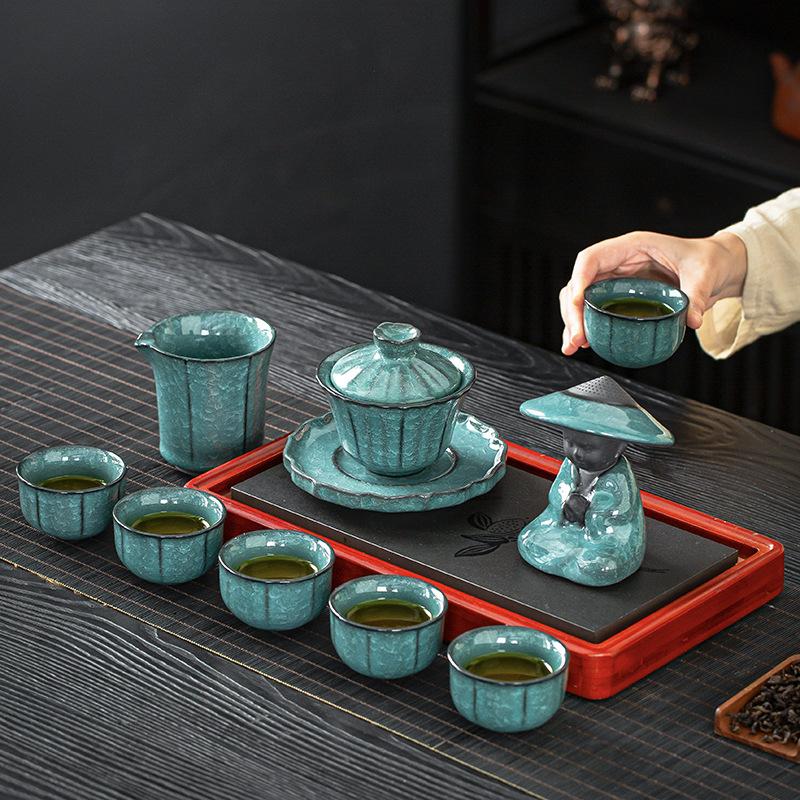 Tea set opening high-end tea set household ceramic kung fu tea set tea ceremony spare parts household high-end housewarming gift