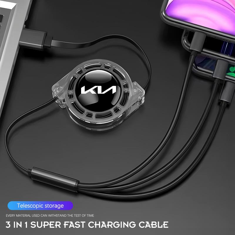 AANJ1 Car Mobile Phone Charging Cable 3-in-1 interface Charger For KIA K3 Sportage Carnival K5 Seltos Pegas KX1 EV5 Sonet EV6 K4 EV3