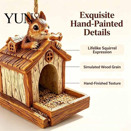 Durable Backyard Bird Feeder Resin Squirrel Feeder, Outdoor Hanging Large Capacity Garden Wild for Patio Decoration