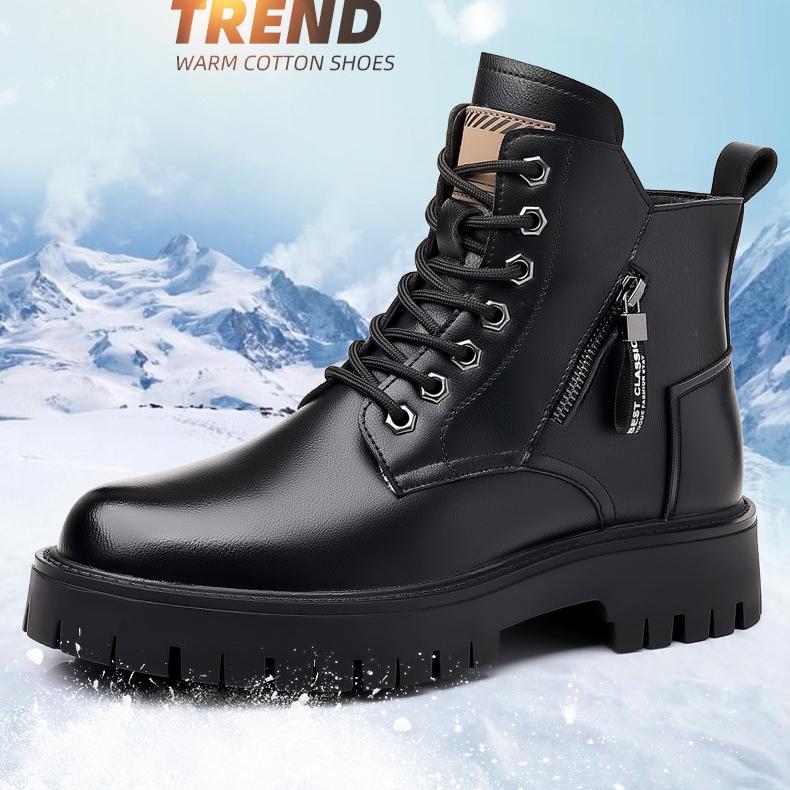 Сапоги ковбойские из натуральной кожи, мужские высокие зимние флисовые теплые хлопковые сапоги, короткие британские ботинки Tooling Snow