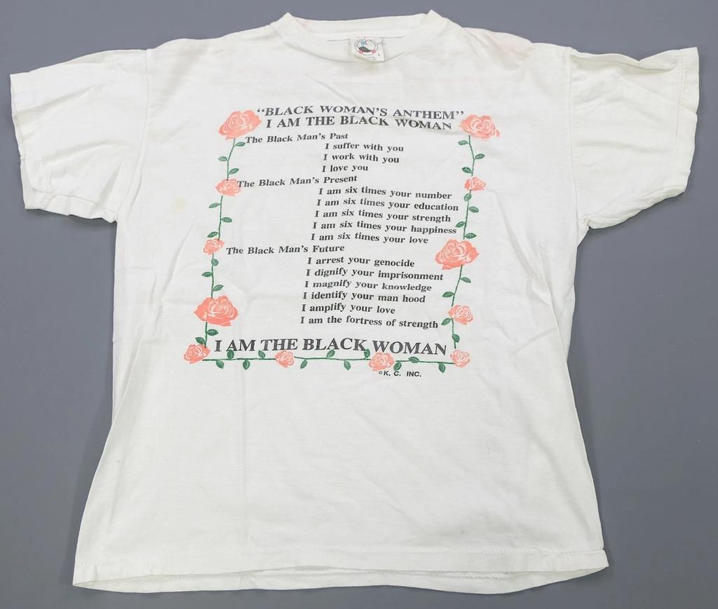 Rare VTG CARIBBEAN DREAM Black Woman Anthem Roses Graphic T Shirt 90s White SZ L
