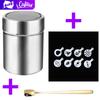 [i Cafilas][SS] 1PC Stainless Steel Chocolate Shaker Cocoa Flour Sugar Powder Coffee Sifter +8 PCS Coffee Stencils Template +1 Gold Spoon