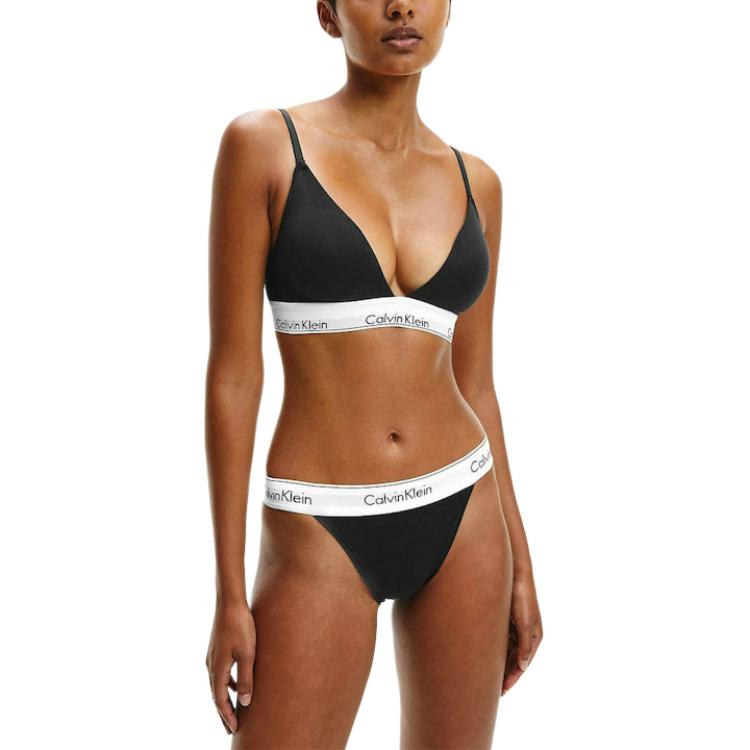 Calvin Klein Женское нижнее белье с треугольным бюстгальтером и принтом букв, черное 000QF5650E-001